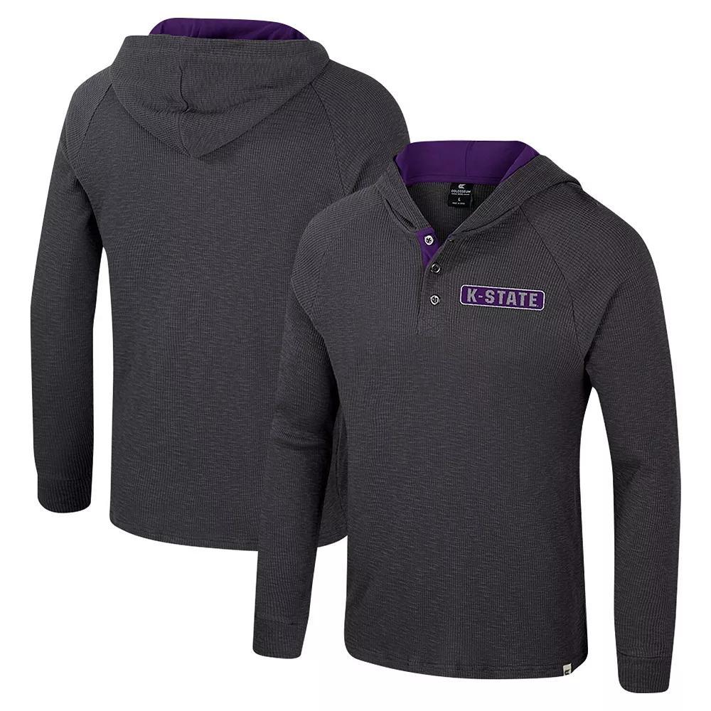 Men's Colosseum  Charcoal Iowa State Cyclones Dujour Ralgan Long Sleeve Henley Hoodie T-Shirt, Size: Medium Product Image