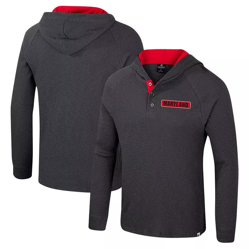 Men's Colosseum  Charcoal Iowa State Cyclones Dujour Ralgan Long Sleeve Henley Hoodie T-Shirt, Size: Medium Product Image