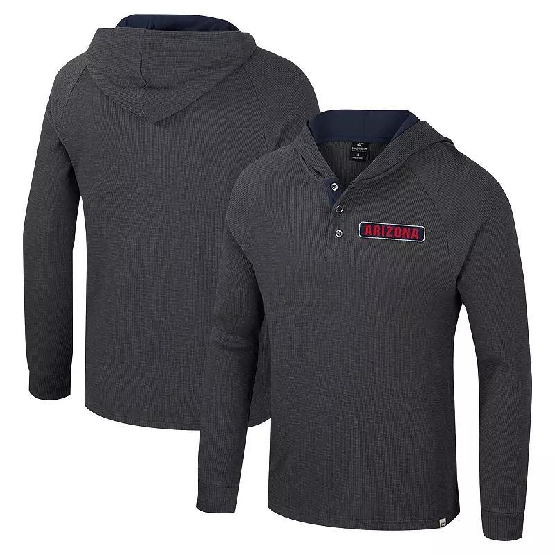Men's Colosseum  Charcoal Iowa State Cyclones Dujour Ralgan Long Sleeve Henley Hoodie T-Shirt, Size: Medium Product Image