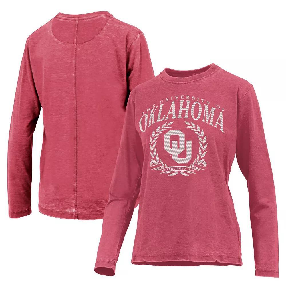 Women's Pressbox Crimson Oklahoma Sooners Chandler Olive Leaf Arch Long Sleeve T-Shirt, Size: Small, Red Product Image
