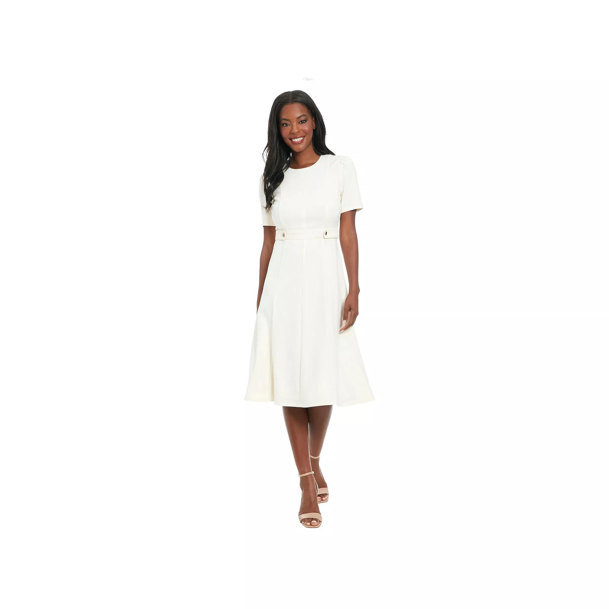 Womens London Times Solid Side Tab Fit & Flare Dress Product Image