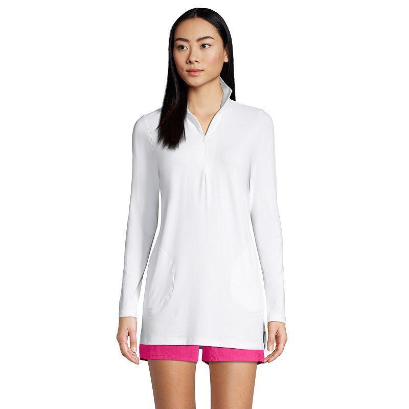 Women's Lands' End 1/4-Zip UPF 50 Rash Guard Cover-Up, Size: XS Long, Black Product Image