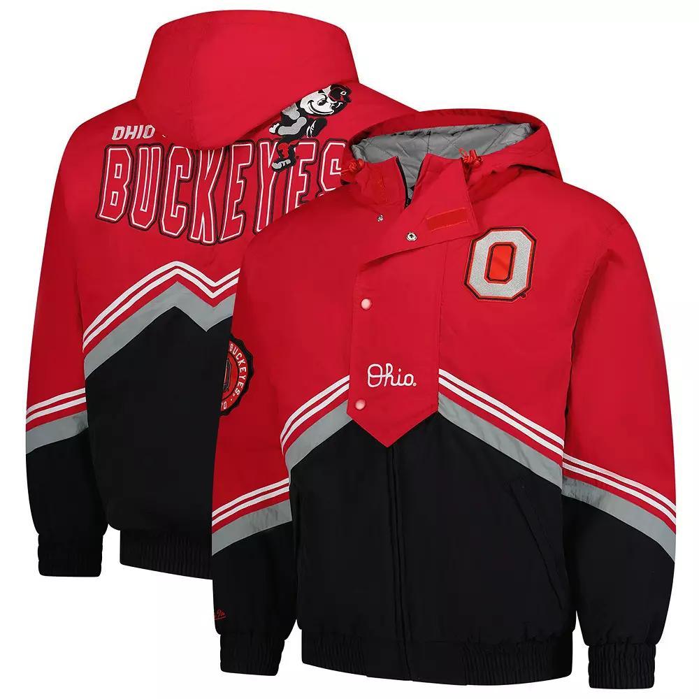 Men's Mitchell & Ness Scarlet/Black Ohio State Buckeyes Throw It Back Retro Full-Zip Windbreaker Jacket, Size: Medium, Red Product Image
