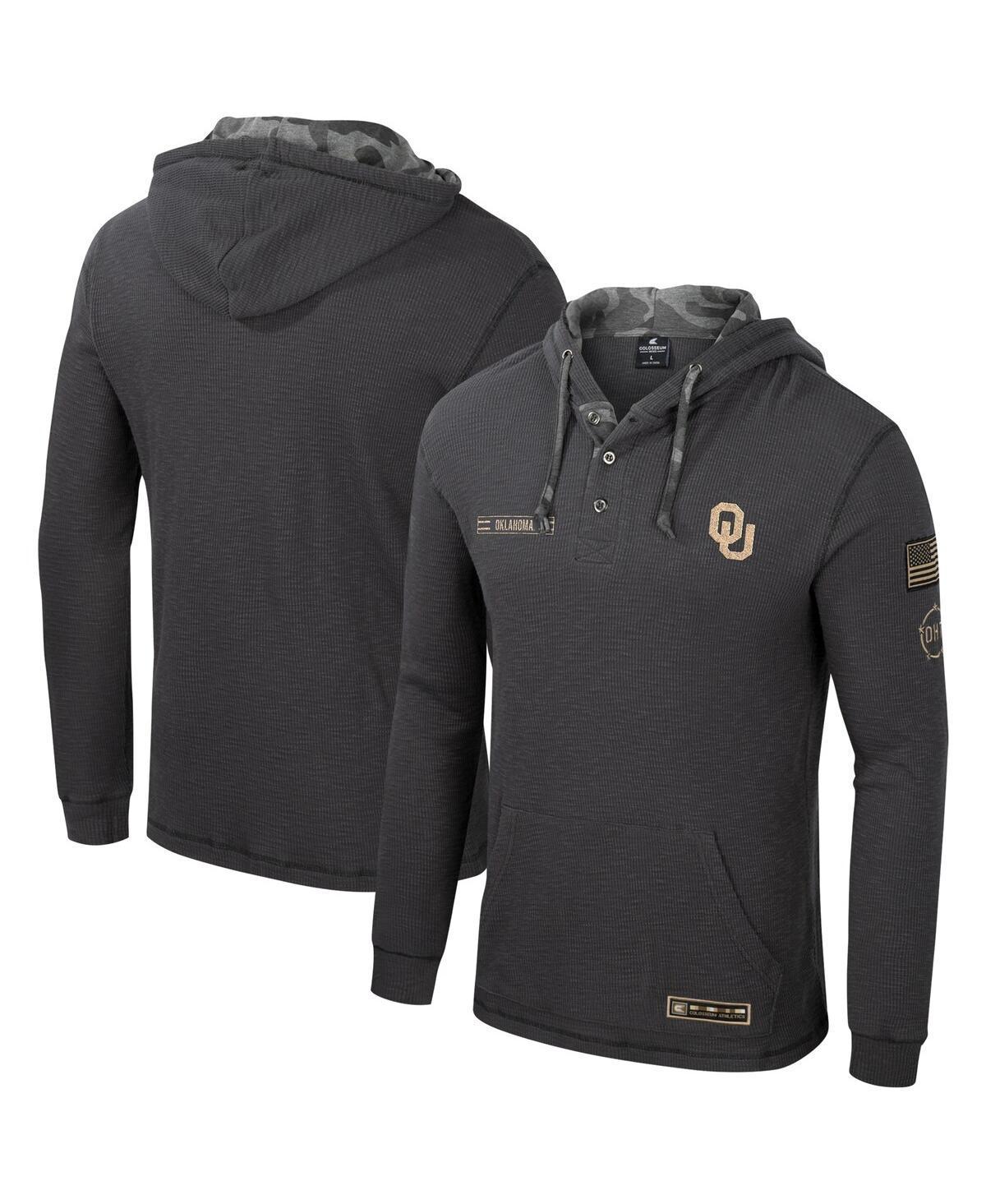 Men's Colosseum Charcoal Oklahoma Sooners OHT Military Appreciation Henley Pullover Hoodie, Size: Large Product Image