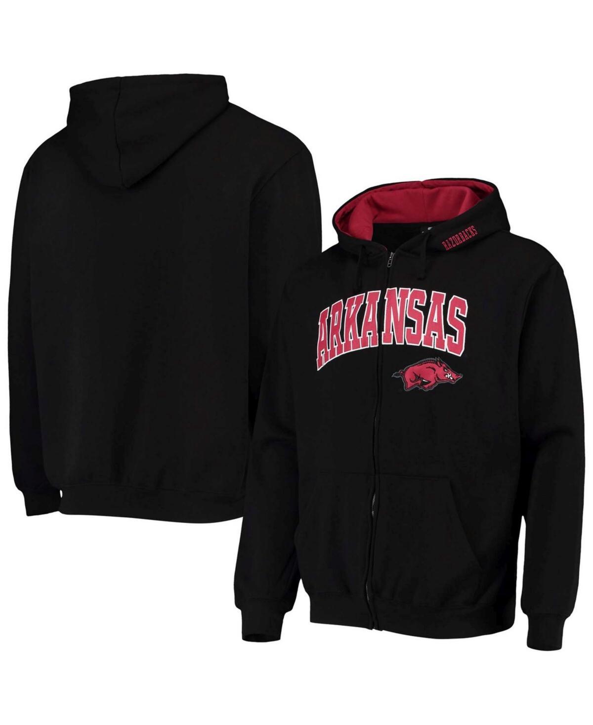 Men's Colosseum Black Arkansas Razorbacks Arch & Logo 3.0 Full-Zip Hoodie, Size: Large Product Image