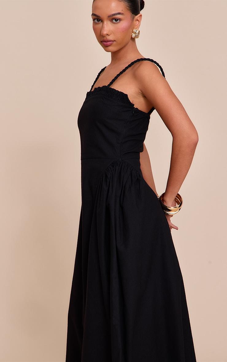 Black Braided V Waist Midaxi Dress Product Image