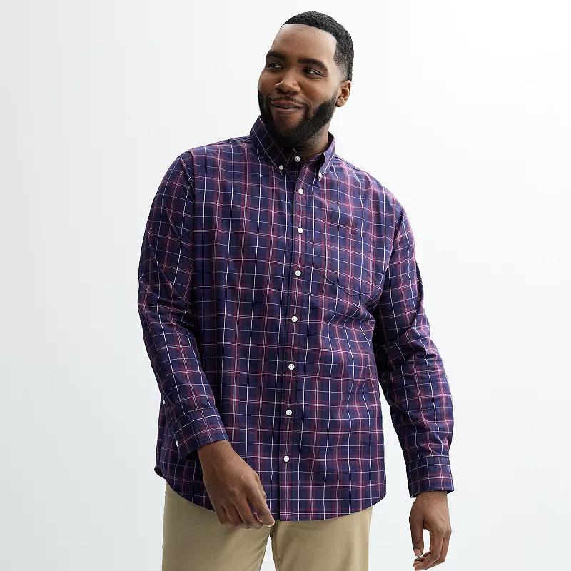 Big & Tall Sonoma Goods For Life® Perfect Length Button-Down Shirt, Men's, Size: 4XB, Blue Gingham Product Image