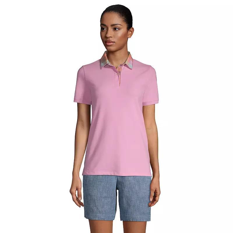 Women's Lands' End Mesh Polo Shirt, Size: Medium, Wild Blossom Madras Product Image