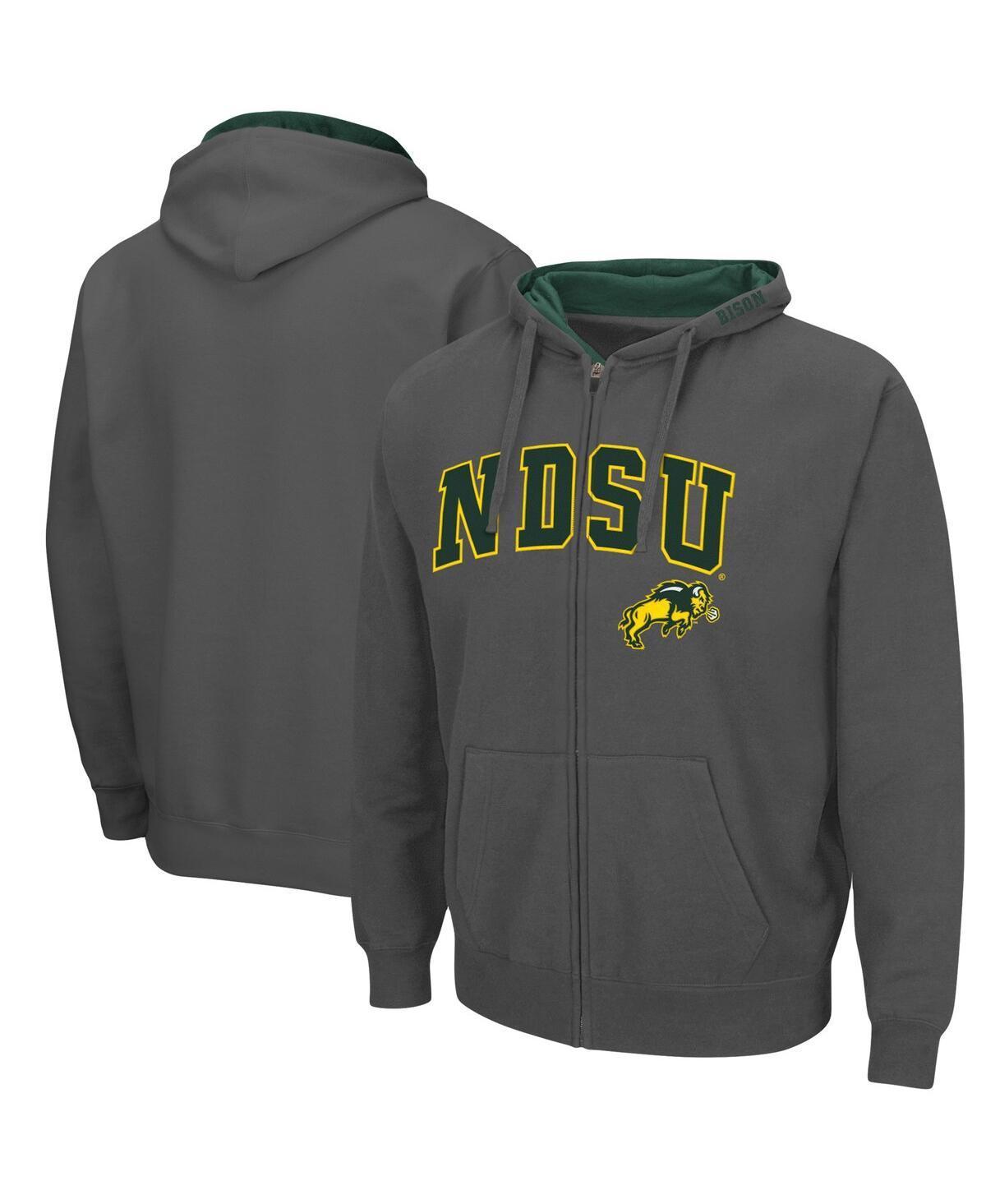 Men's Colosseum Charcoal NDSU Bison Arch & Logo 3.0 Full-Zip Hoodie, Size: Small, Nds Charco Product Image