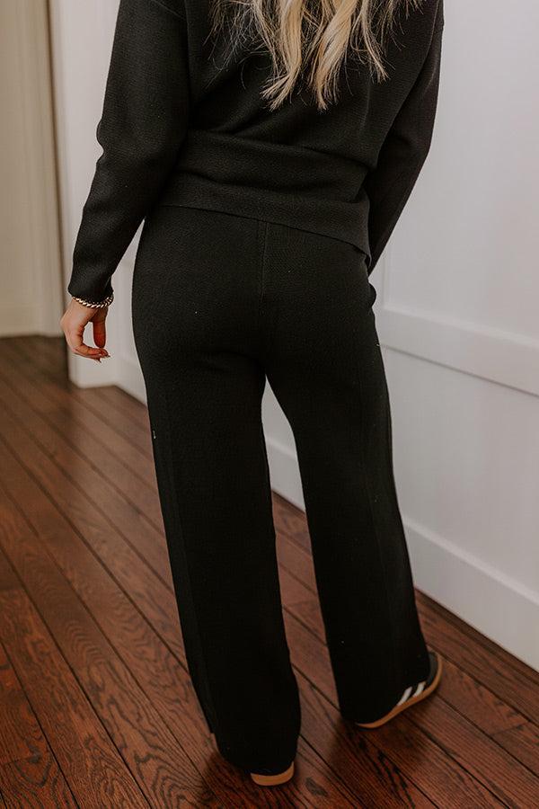 Small Town Bistro High Waist Knit Pants in Black Product Image
