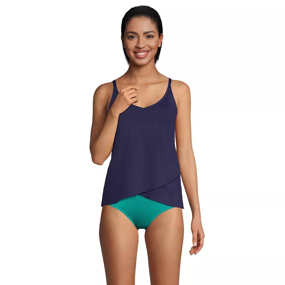 Women's Lands' End Chlorine Resistant Tulip Hem Tankini Swimsuit Top, Size: Small Long, Deep  Blue Product Image