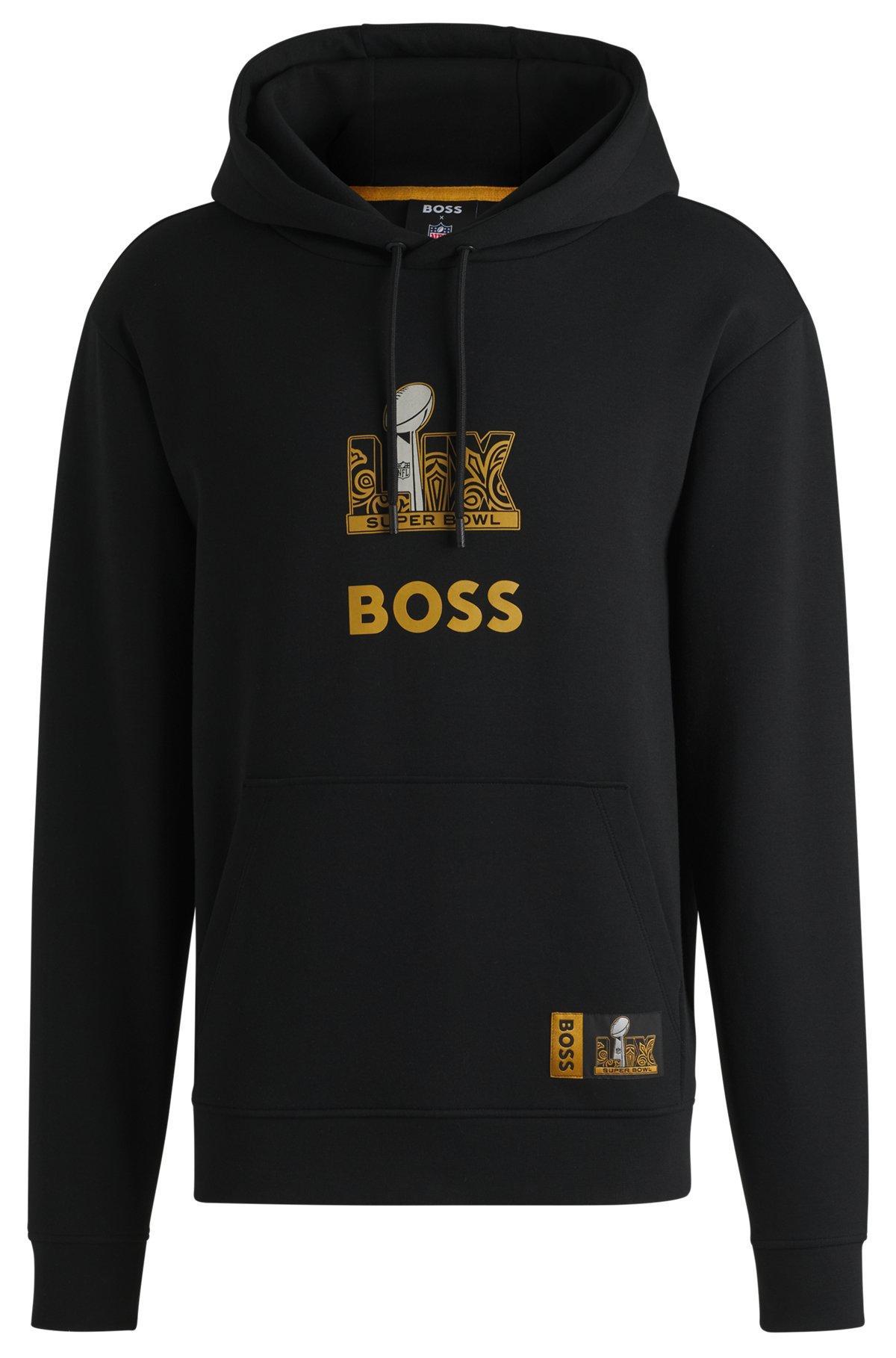 BOSS - BOSS x NFL stretch hoodie with gold-tone artwork - Black Product Image