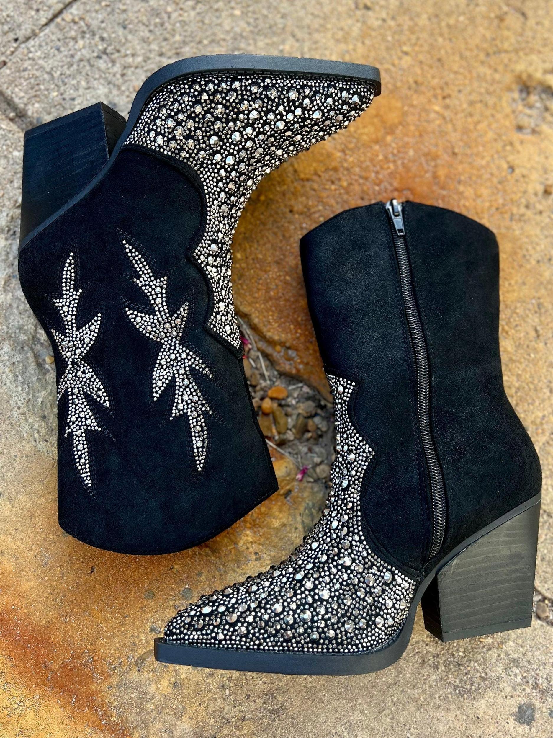 "Lux" Black Rhinestone Booties* Product Image