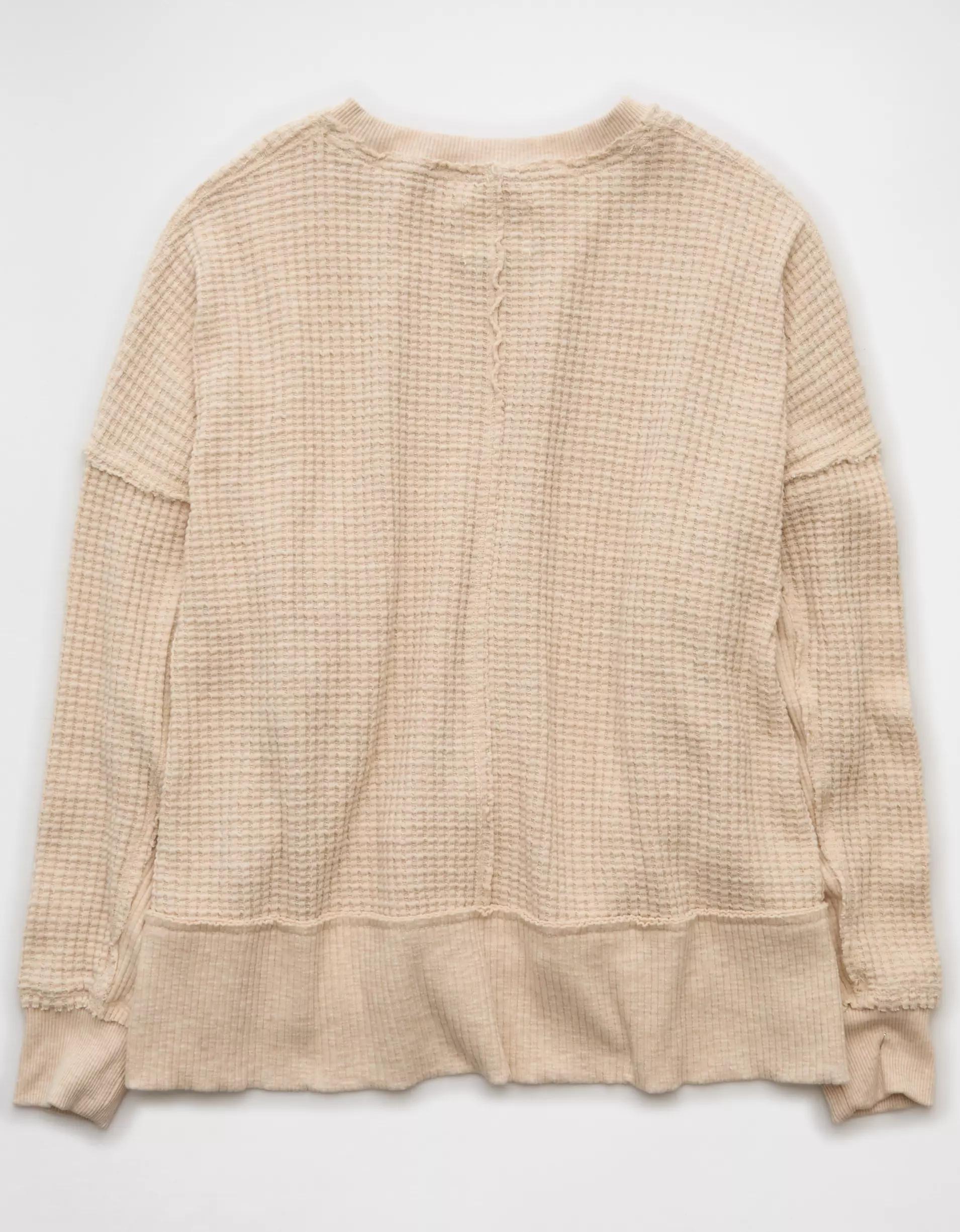 AE Big Hug Crew Neck Waffle Sweatshirt Product Image