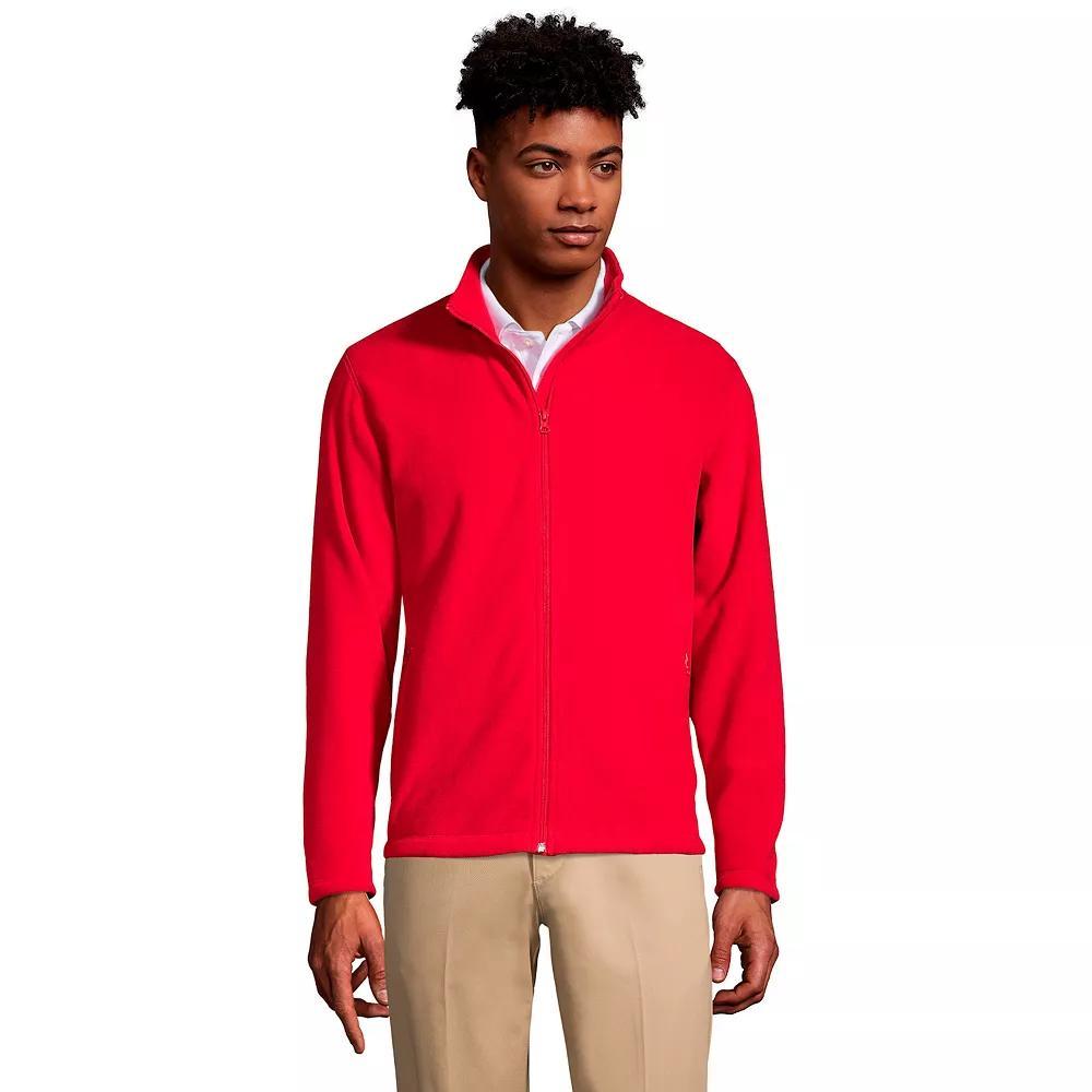 Men's Lands' End Full-Zip Mid-Weight Fleece Jacket, Size: Large, Dark Grey Product Image