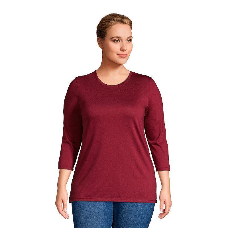 Plus Size Lands' End Supima Cotton Relaxed Fit Crewneck Tunic, Women's, Size: 3XL, Radiant Blue Product Image