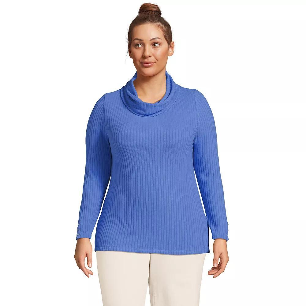 Plus Size Lands' End Long Sleeve Wide Rib Turtleneck, Women's, Size: 3XL, Pale Petal Product Image