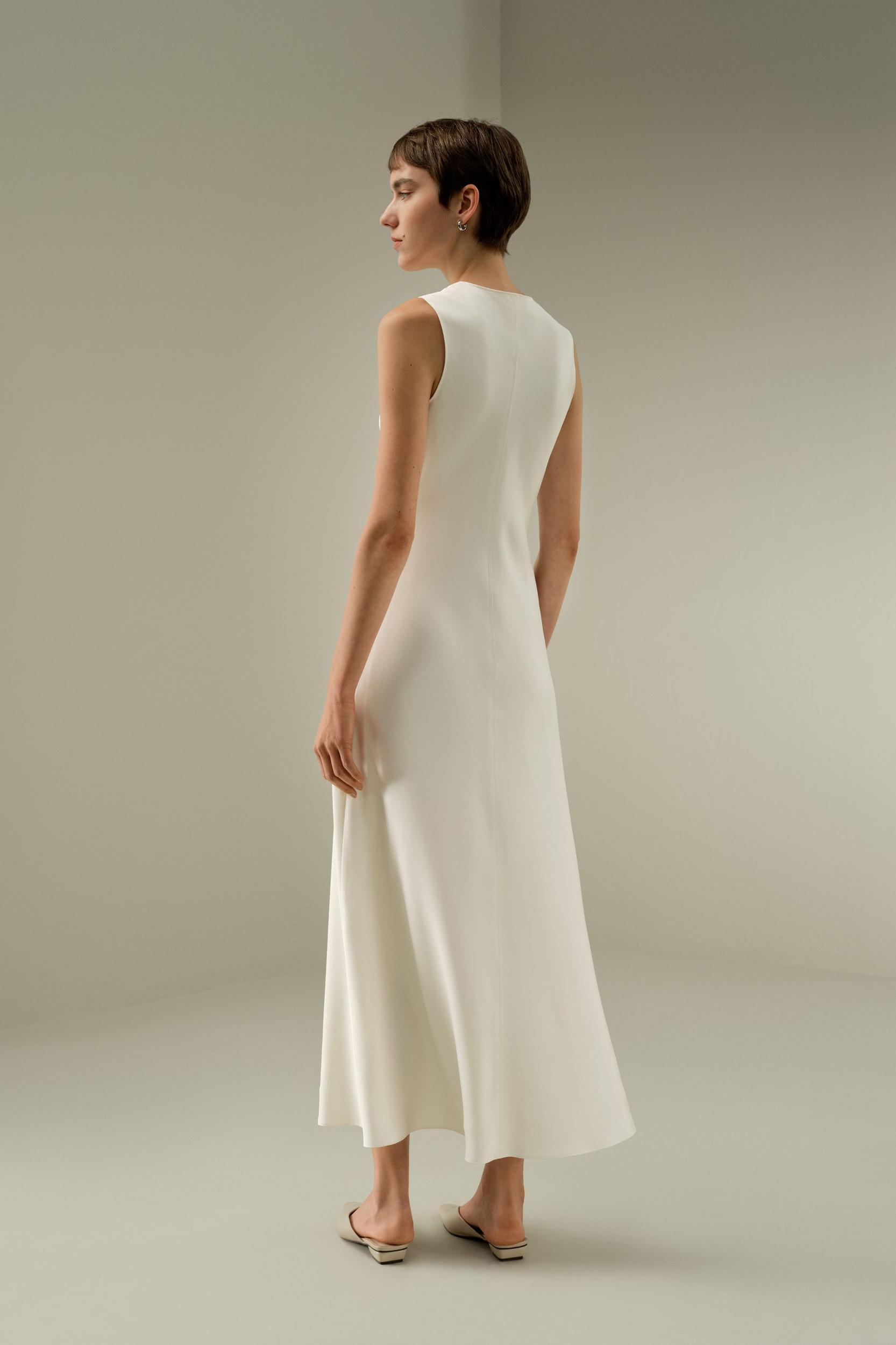V-Neck Silk Long Dress Product Image