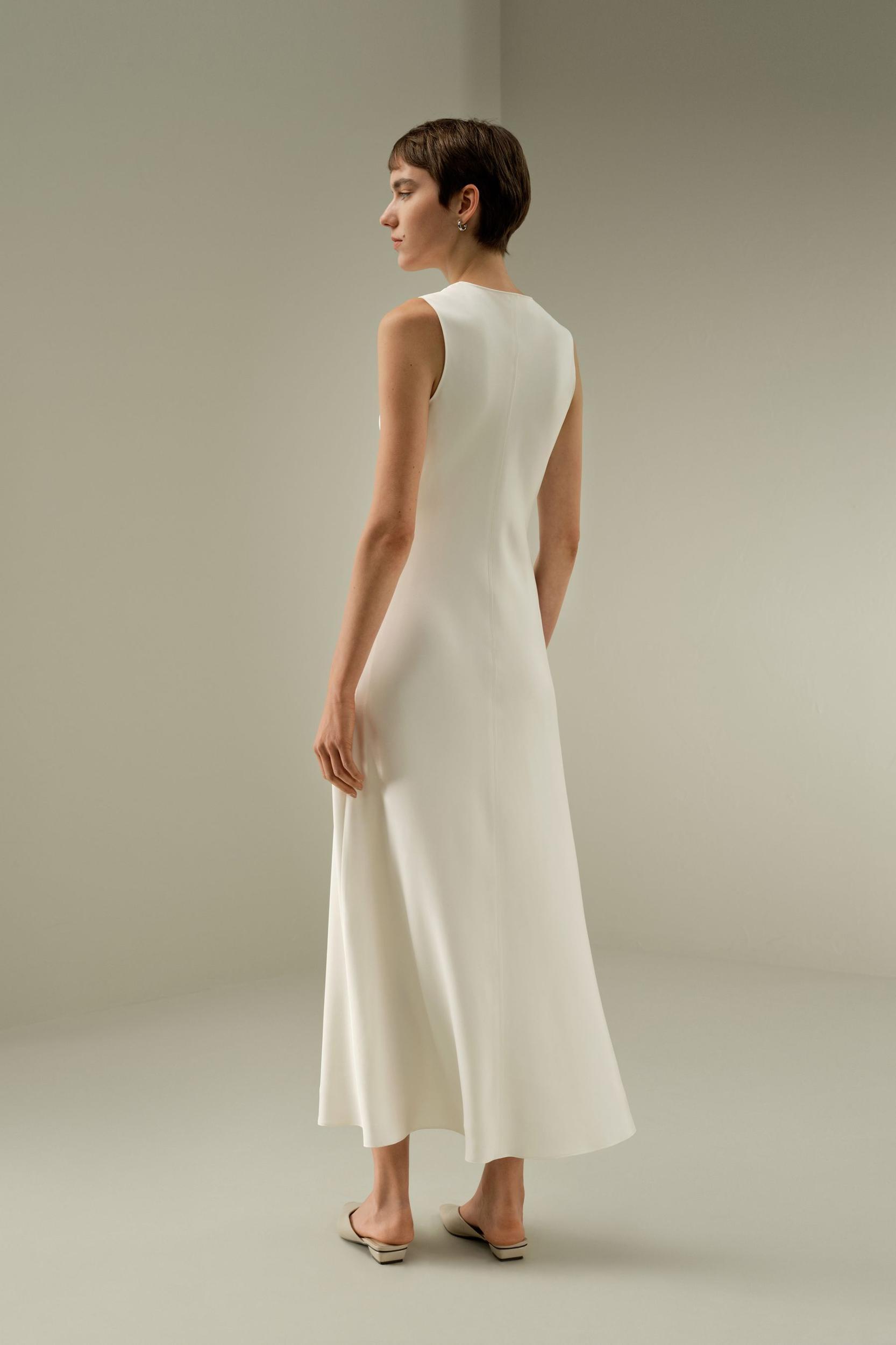 V-Neck Silk Long Dress Product Image