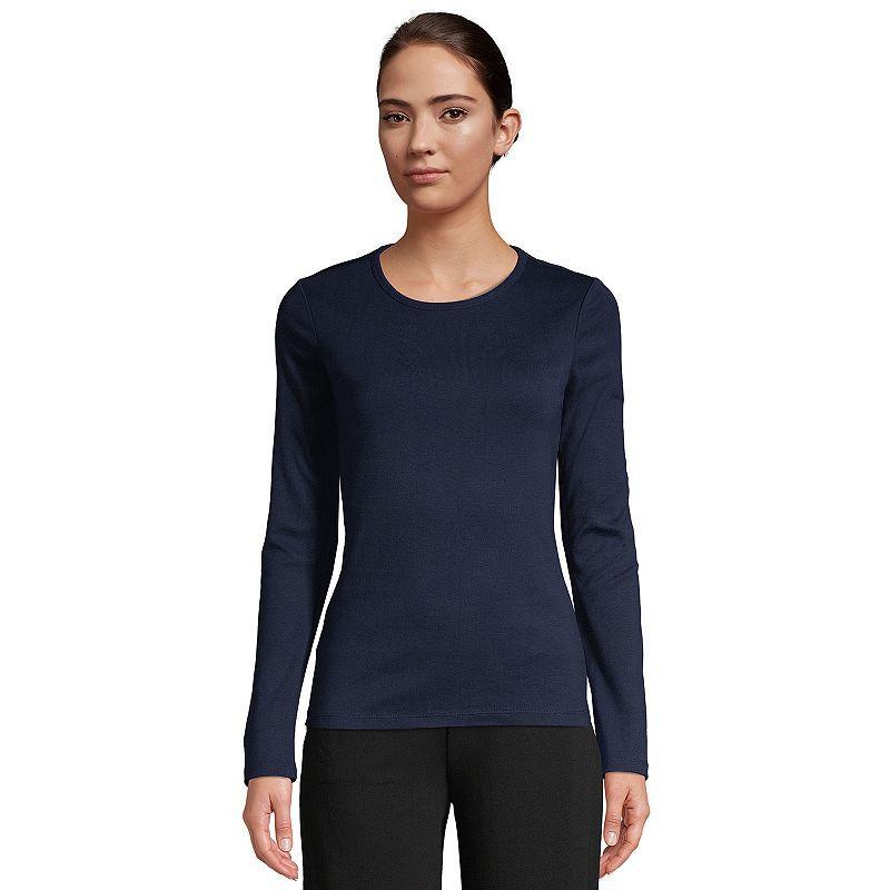 Womens Lands End Cotton Crewneck Long-Sleeve Tee Product Image