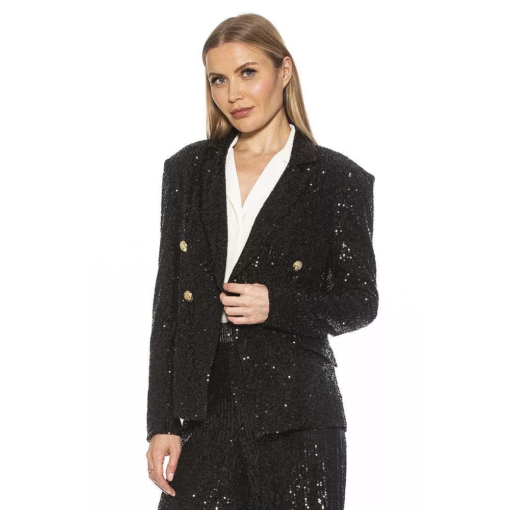 Women's ALEXIA ADMOR Abbi Longline Double Breasted Jacket, Size: 6, Silver Product Image
