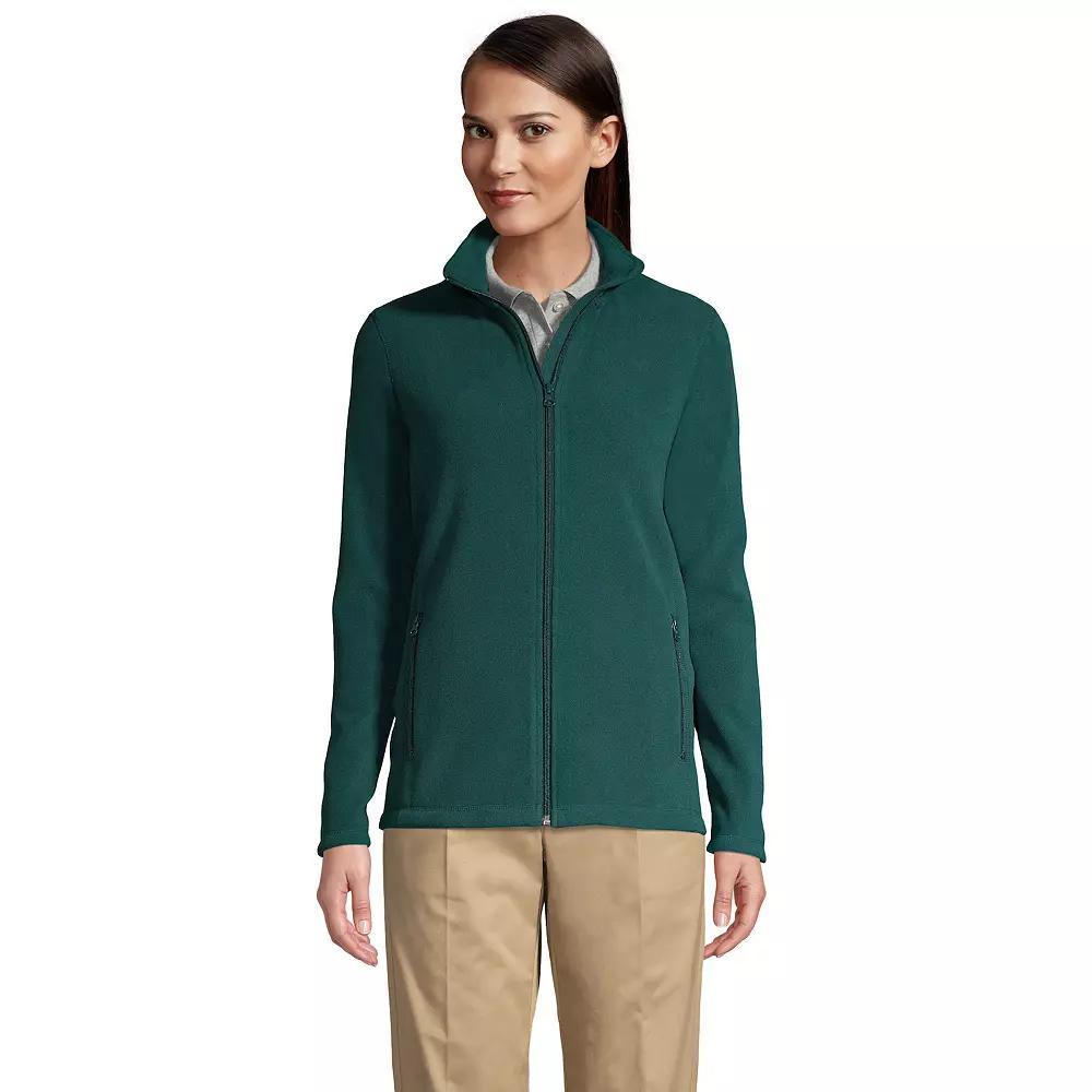 Women's Lands' End Full-Zip Long Sleeve Fleece Jacket, Size: Medium, Blue Product Image