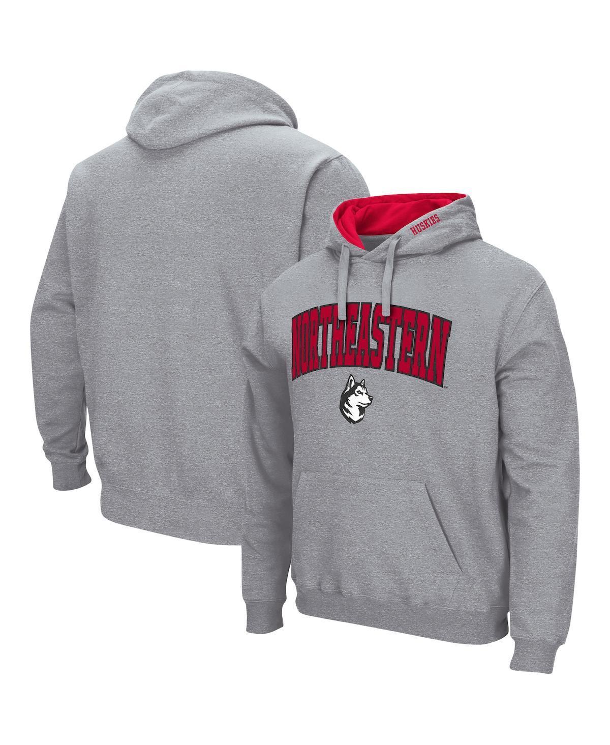 Men's Colosseum Heathered Gray Northeastern Huskies Arch and Logo Pullover Hoodie, Size: 2XL, Nc2 Grey Product Image