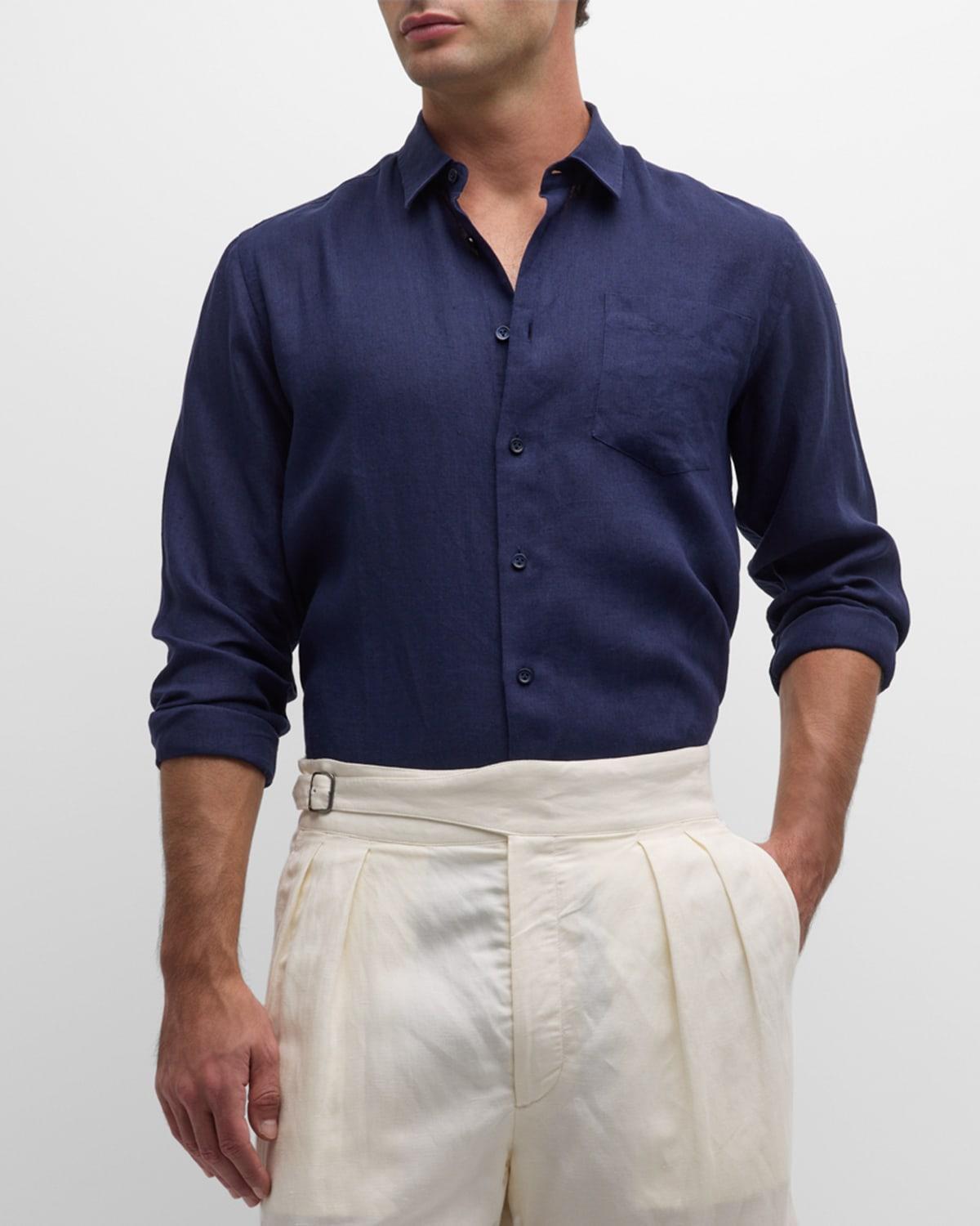 Caroubis Linen Pocket Sport Shirt Product Image