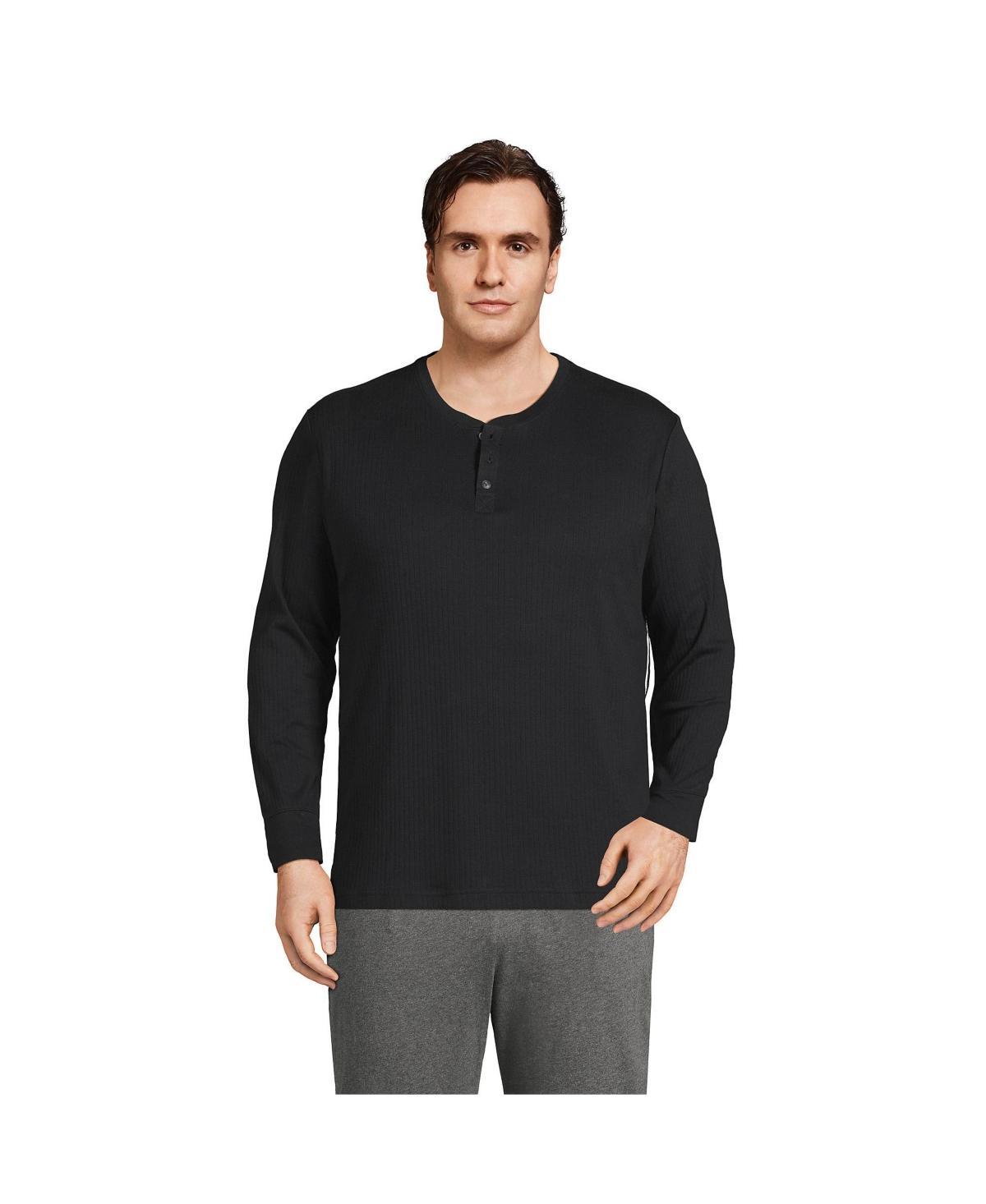 Men's Lands' End Ribbed Pajama Sleep Henley, Size: XXL, Grey Heather Product Image