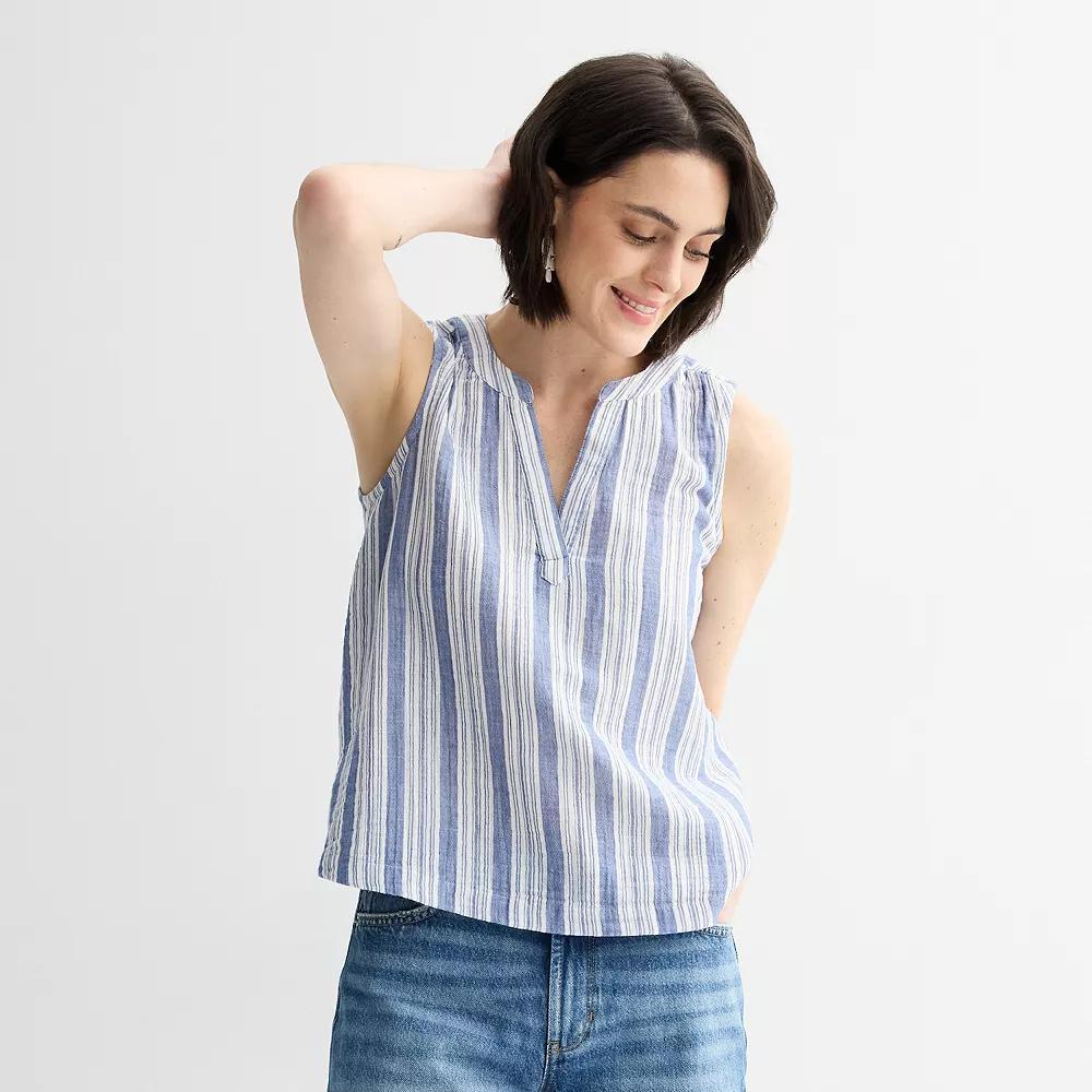 Petite Sonoma Goods For Life® Easy Soft Gauze Top, Women's, Size: XS Petite, Blue Stripe Product Image