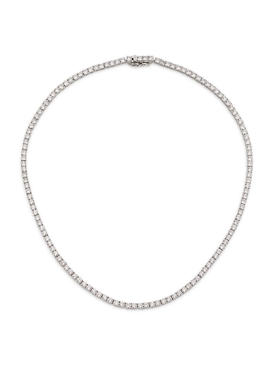 Womens Perfect Rhodium-Plated & Cubic Zirconia Tennis Necklace Product Image