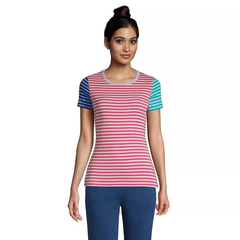 Women's Lands' End All-Cotton Crewneck Tee, Size: XS, Rouge Pink Product Image