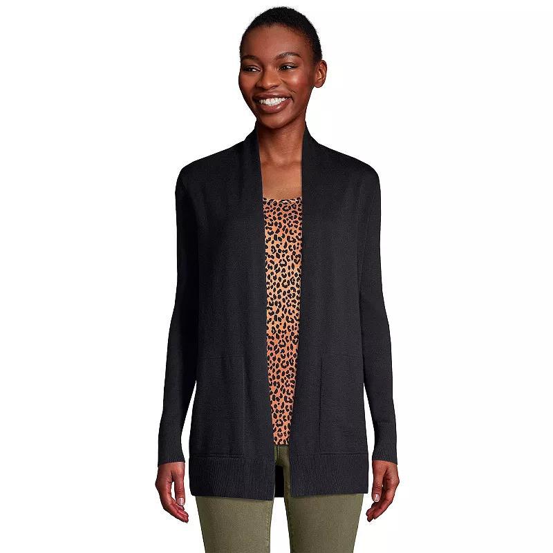 Women's Lands' End Open-Front Long Cardigan Sweater, Size: Medium, Radiant Blue Product Image