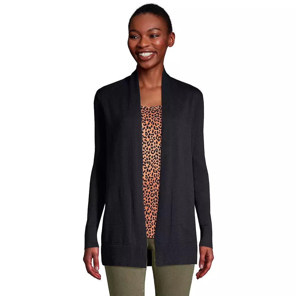 Women's Lands' End Open-Front Long Cardigan Sweater, Size: Medium, Radiant Blue Product Image