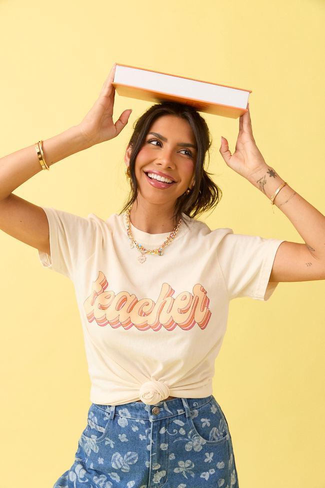 Teacher Retro Ivory Graphic Tee Product Image