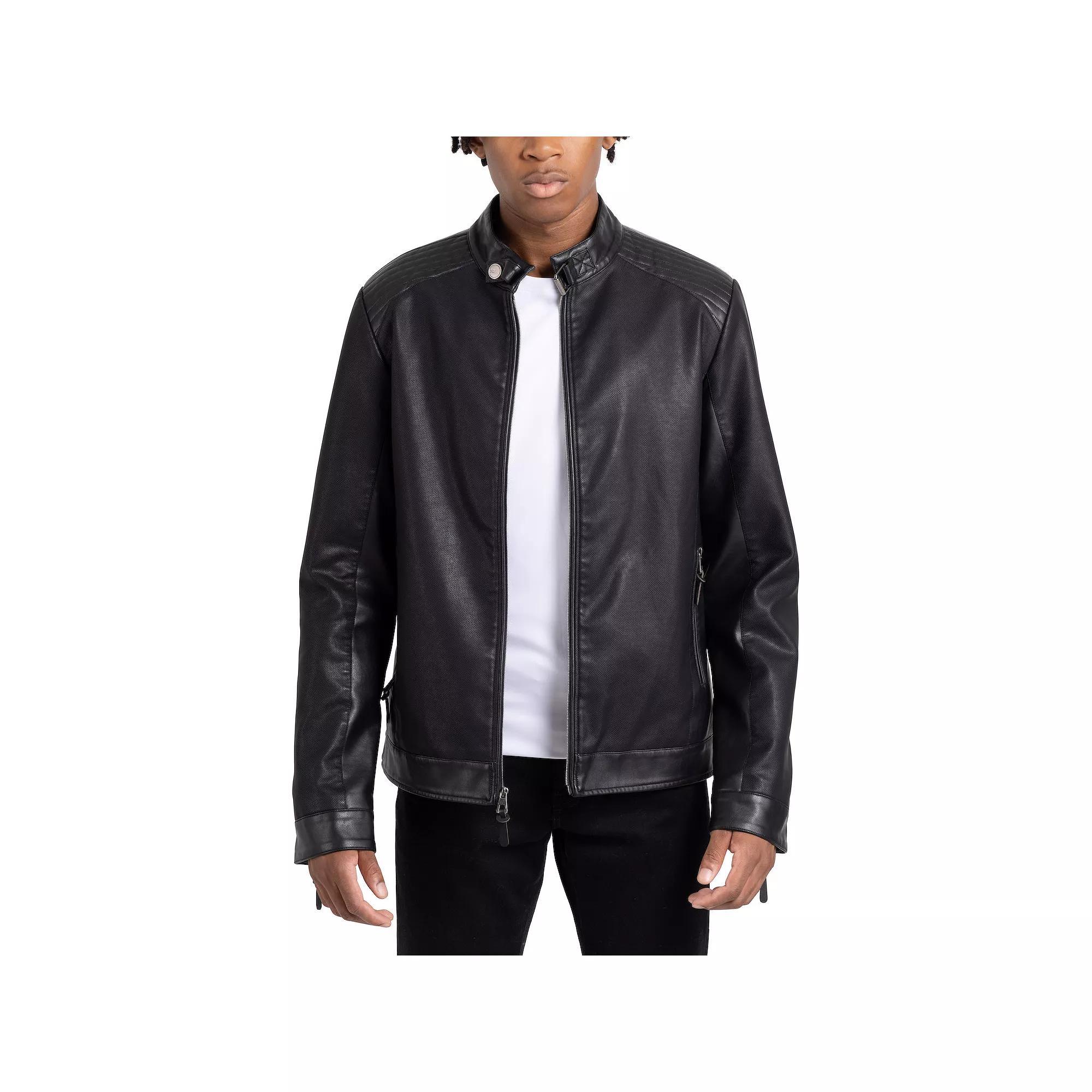 Mens Xray Faux Leather Racer Jacket Product Image