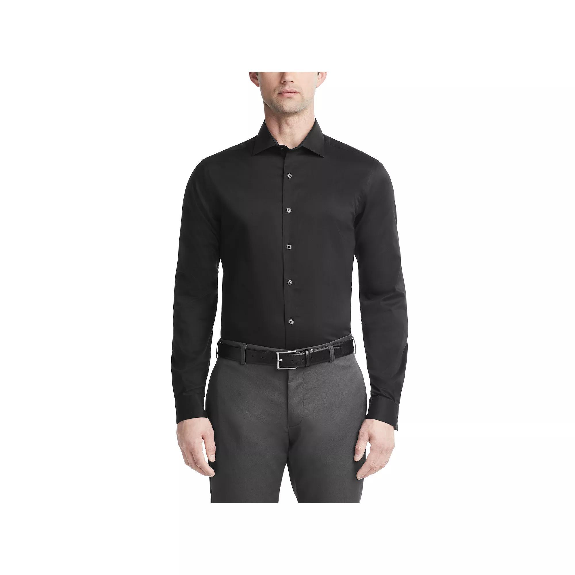 Men's Van Heusen Slim-Fit Ultra Wrinkle Free Dress Shirt, Size: XS 32/33, Black Product Image