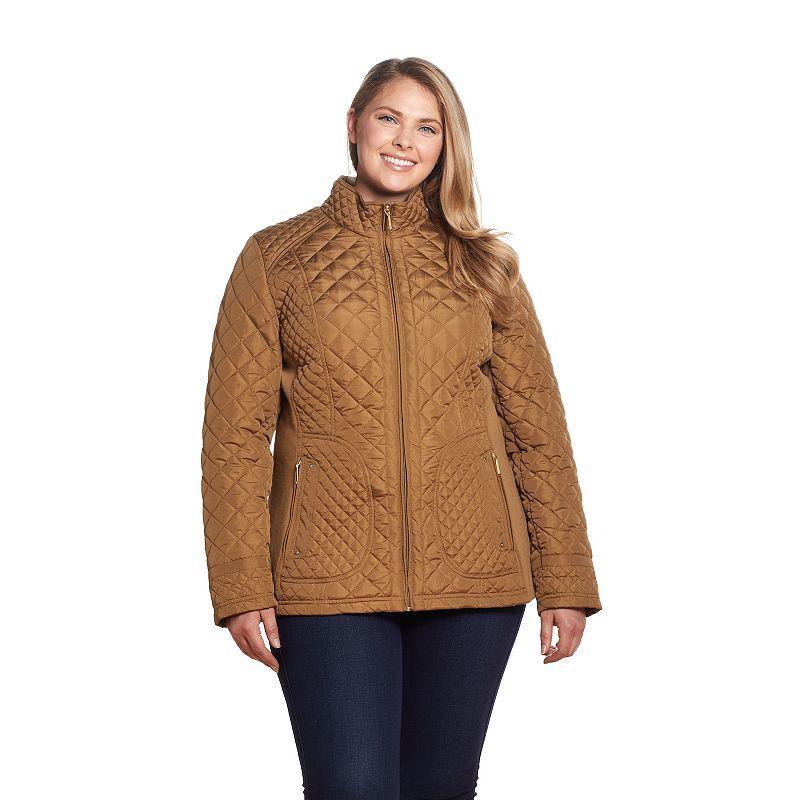 Plus Size Weathercast Quilted Moto Jacket, Women's, Size: 1XL, Saddle Product Image