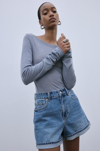High Waist Denim Shorts Product Image