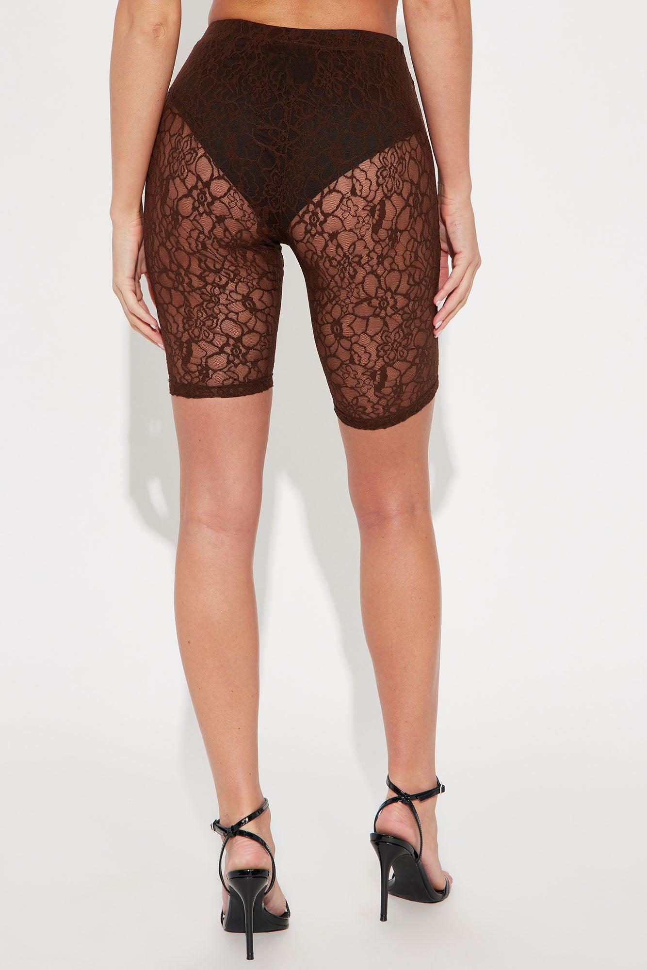 Lover's Paradise Lace Biker Shorts - Chocolate Product Image