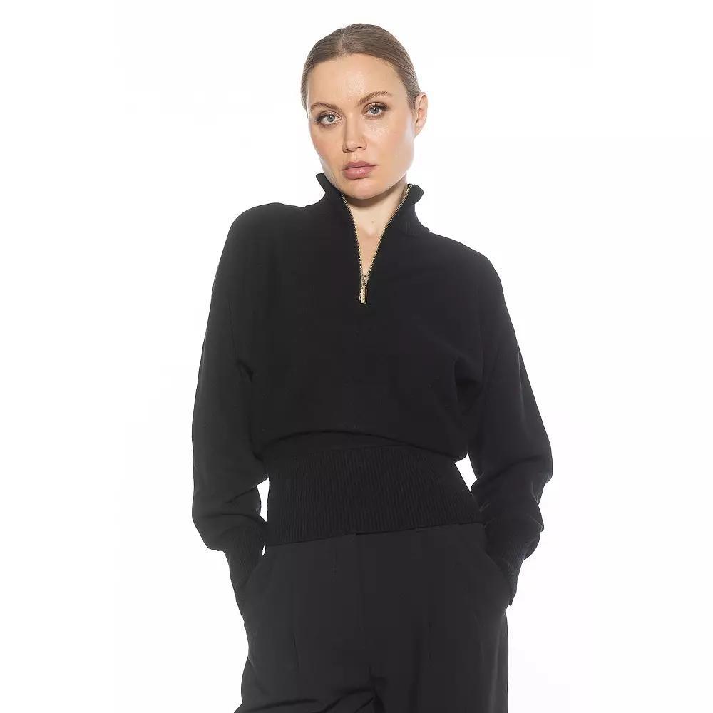 Women's ALEXIA ADMOR Niko Turtleneck Sweater with Front Zipper Detail, Size: Small, Brown Product Image