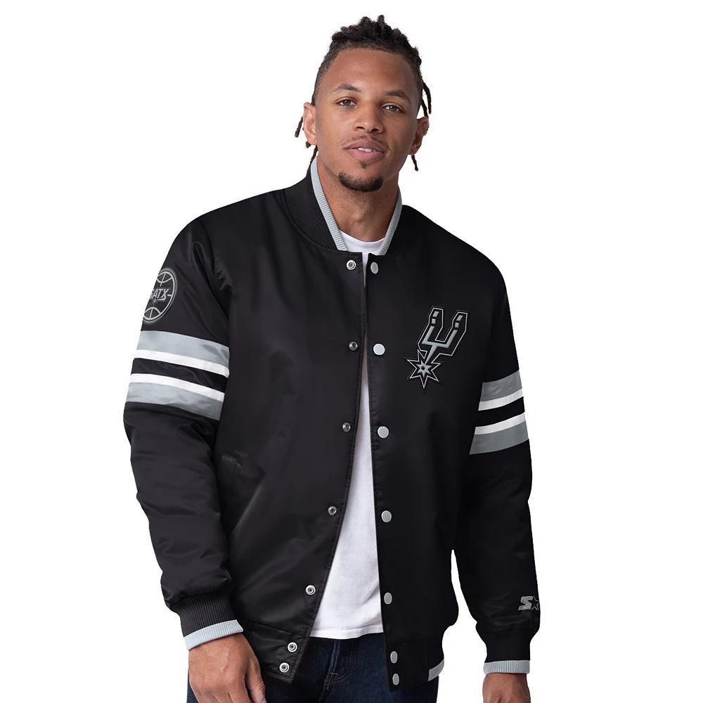 Men's Starter Black Boston Bruins Scout I Full-Snap Varsity Jacket, Size: 2XL Product Image
