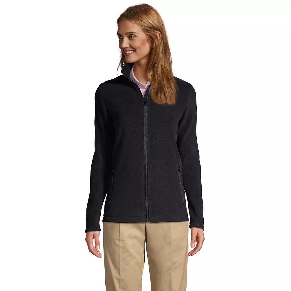 Women's Lands' End Full-Zip Long Sleeve Fleece Jacket, Size: Medium, Blue Product Image