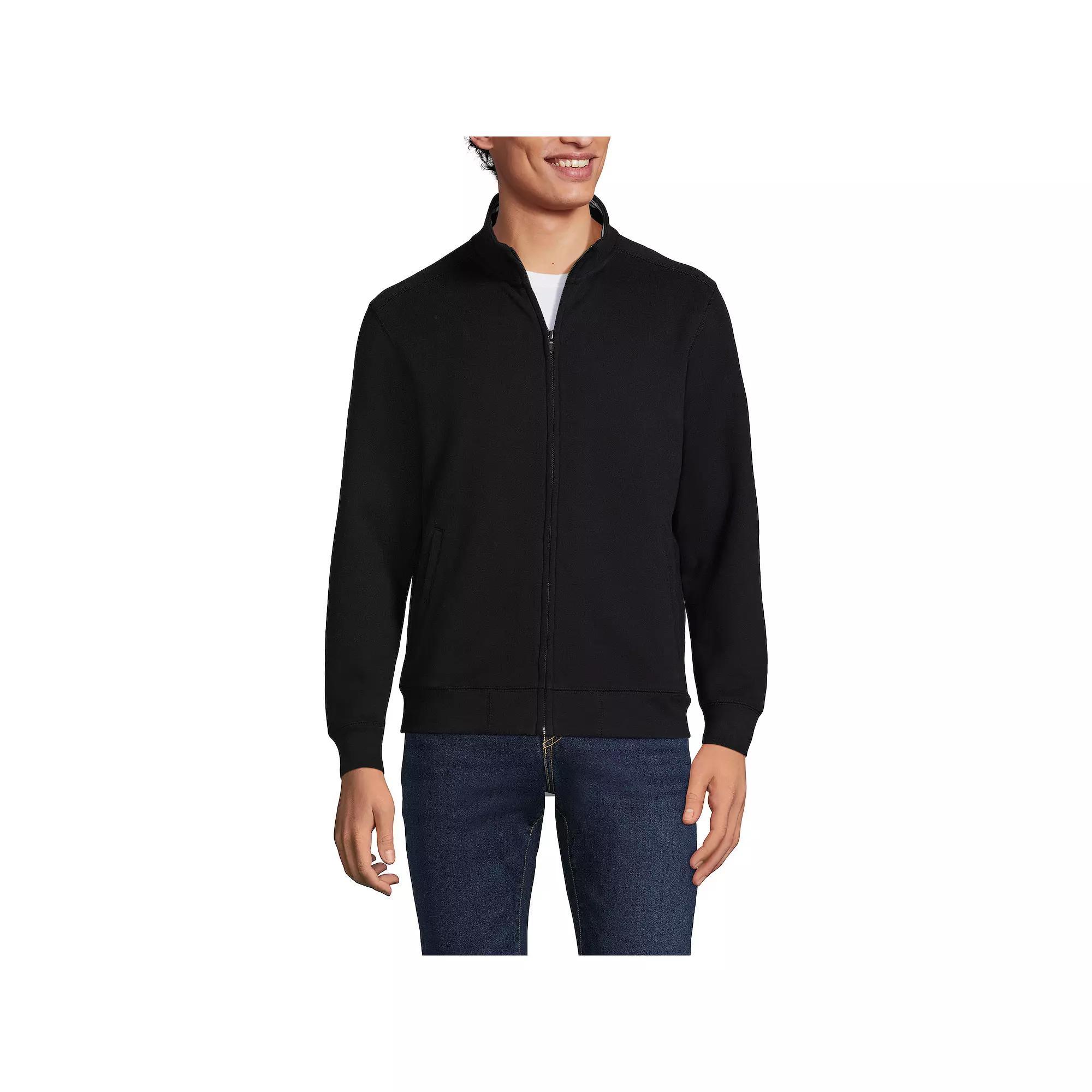 Men's Lands' End Serious Sweats Long Sleeve Zip-Up Sweatshirt, Size: Medium, Black Product Image