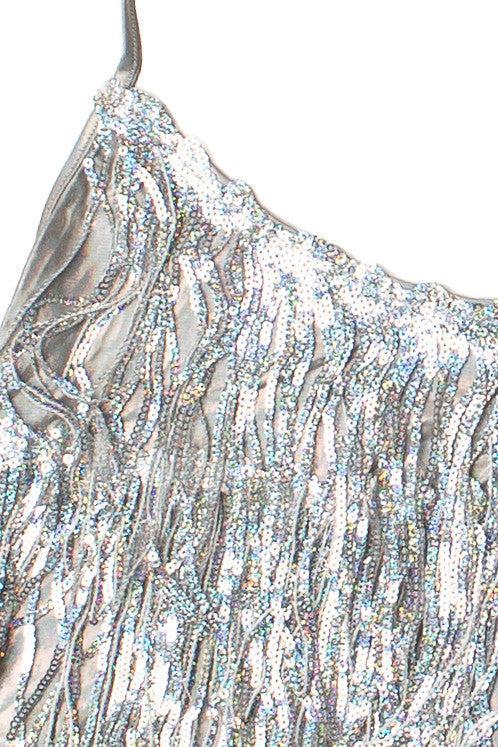 Holographic Sequin Fringe Halter Top Product Image