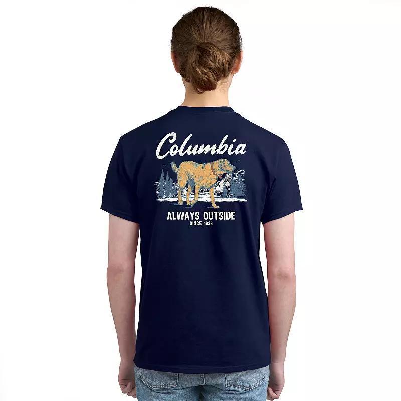 Mens Columbia Short Sleeve Graphic Tee Blue Outside Product Image