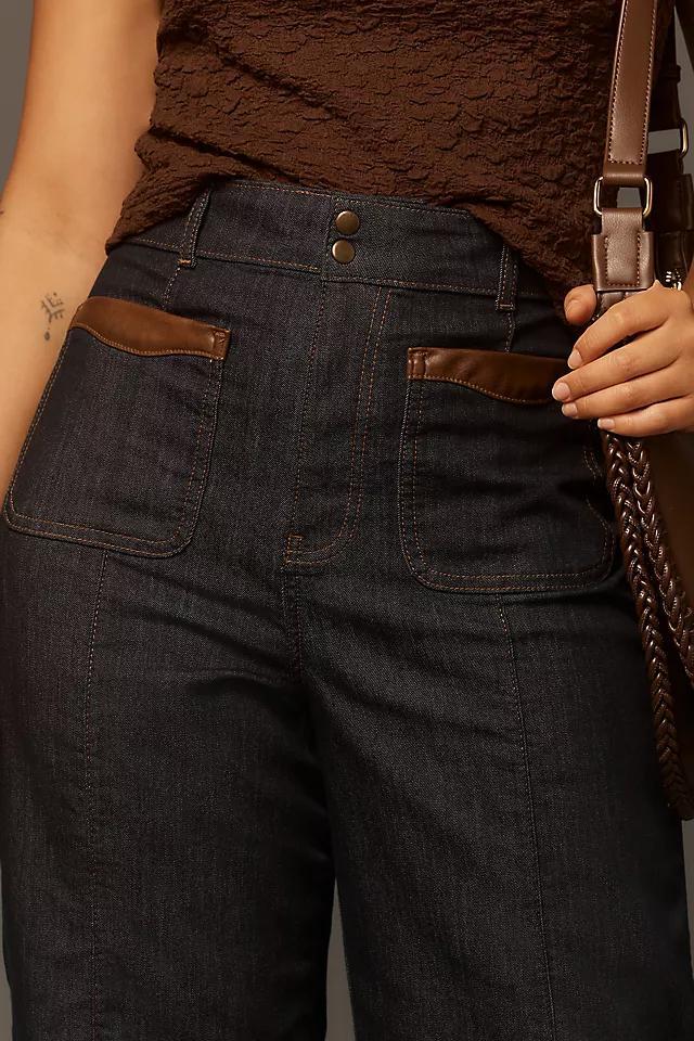 Maeve Contrast-Stitch High-Rise Crop Wide-Leg Jeans Product Image