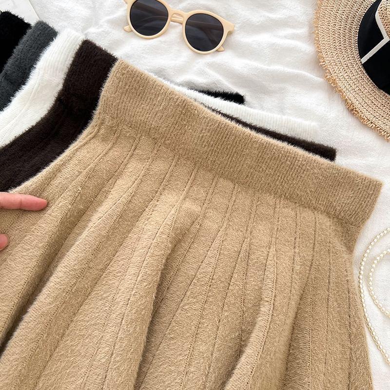 High Rise Knit Mini A-Line Skirt Product Image