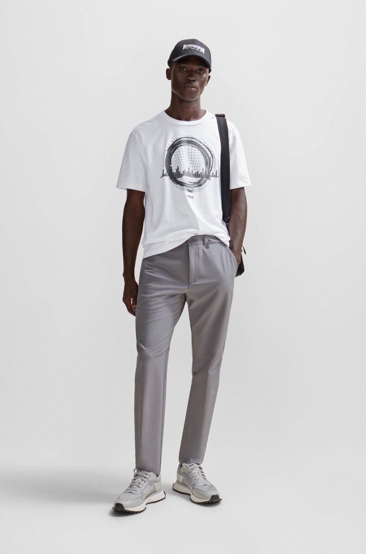 Stretch-cotton regular-fit T-shirt with seasonal artwork Product Image