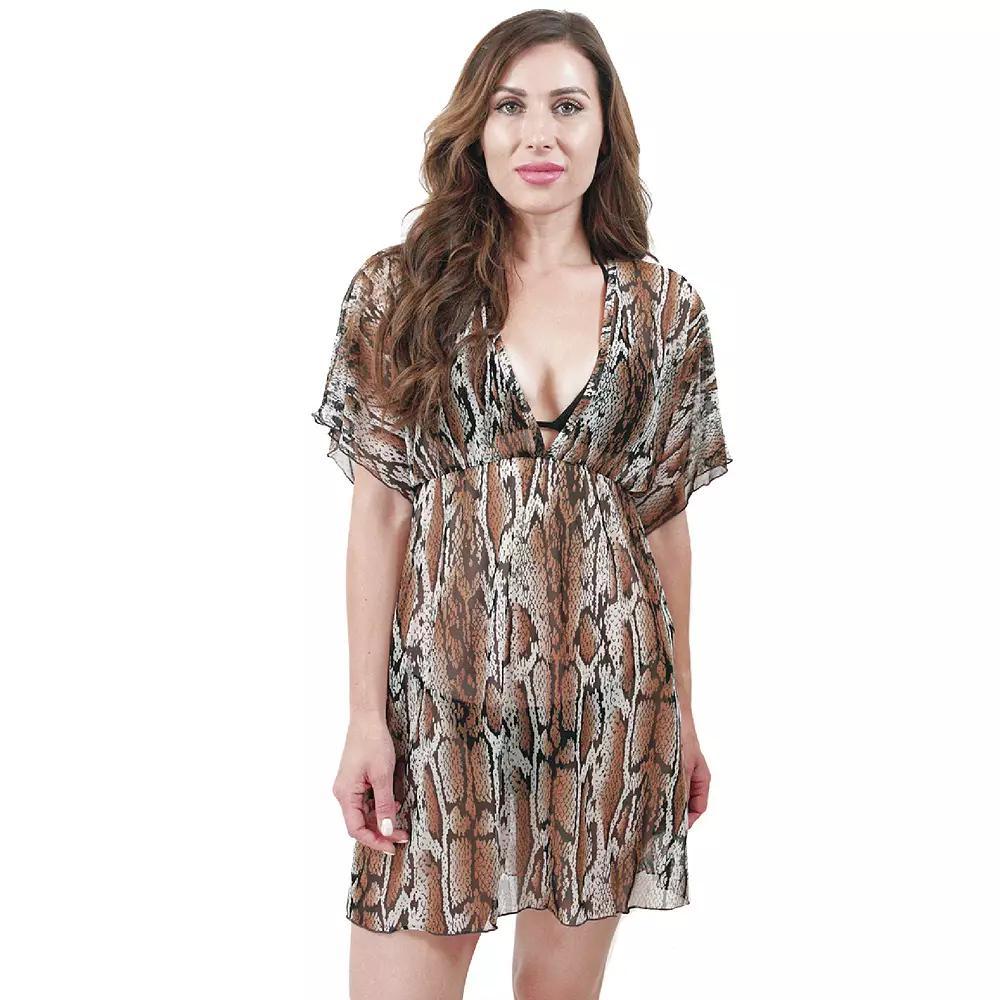 Women's Jordan Taylor Beachwear Animal Print Cover Up, Size: Small, Brown Product Image